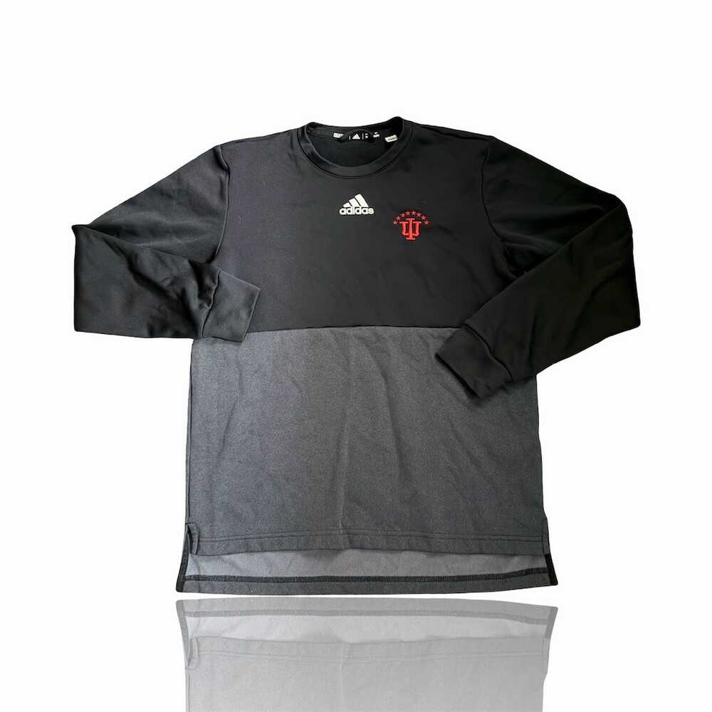 adidas Indiana Hoosiers Crewneck Pullover Sweatshirt Black Gray Men's M